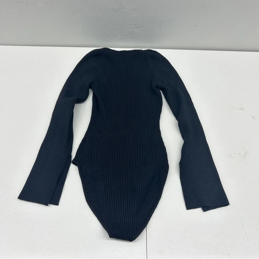 Elegant Black Ribbed Women's Sweater